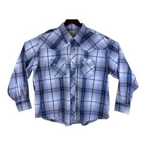 Vintage American Cowboys Choose Wrangler Western Pearl Snap Plaid Shirt Mens XXL